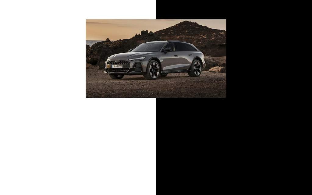 Tampak depan mobil sedan mewah Audi A6 2027 berwarna abu-abu dengan desain eksterior yang elegan dan agresif.