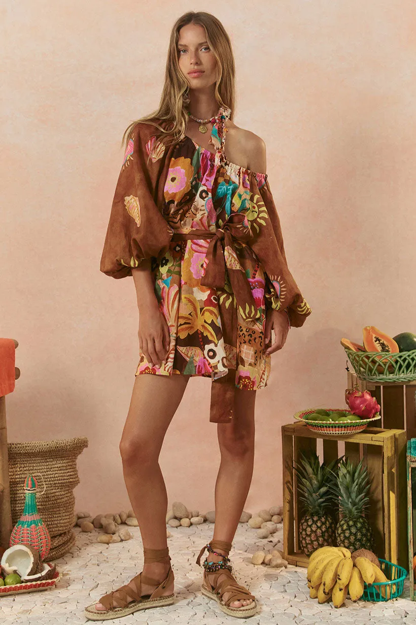 Birth of Venus Tunic Dress warna caramel elegan dari koleksi Joy368