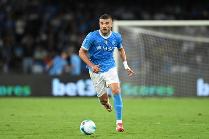 Alessandro Buongiorno saat bertanding membela SSC Napoli di Stadion Diego Armando Maradona