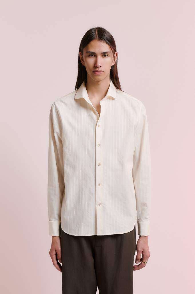 FIDELIO SHIRT - White Embroidered Stripe