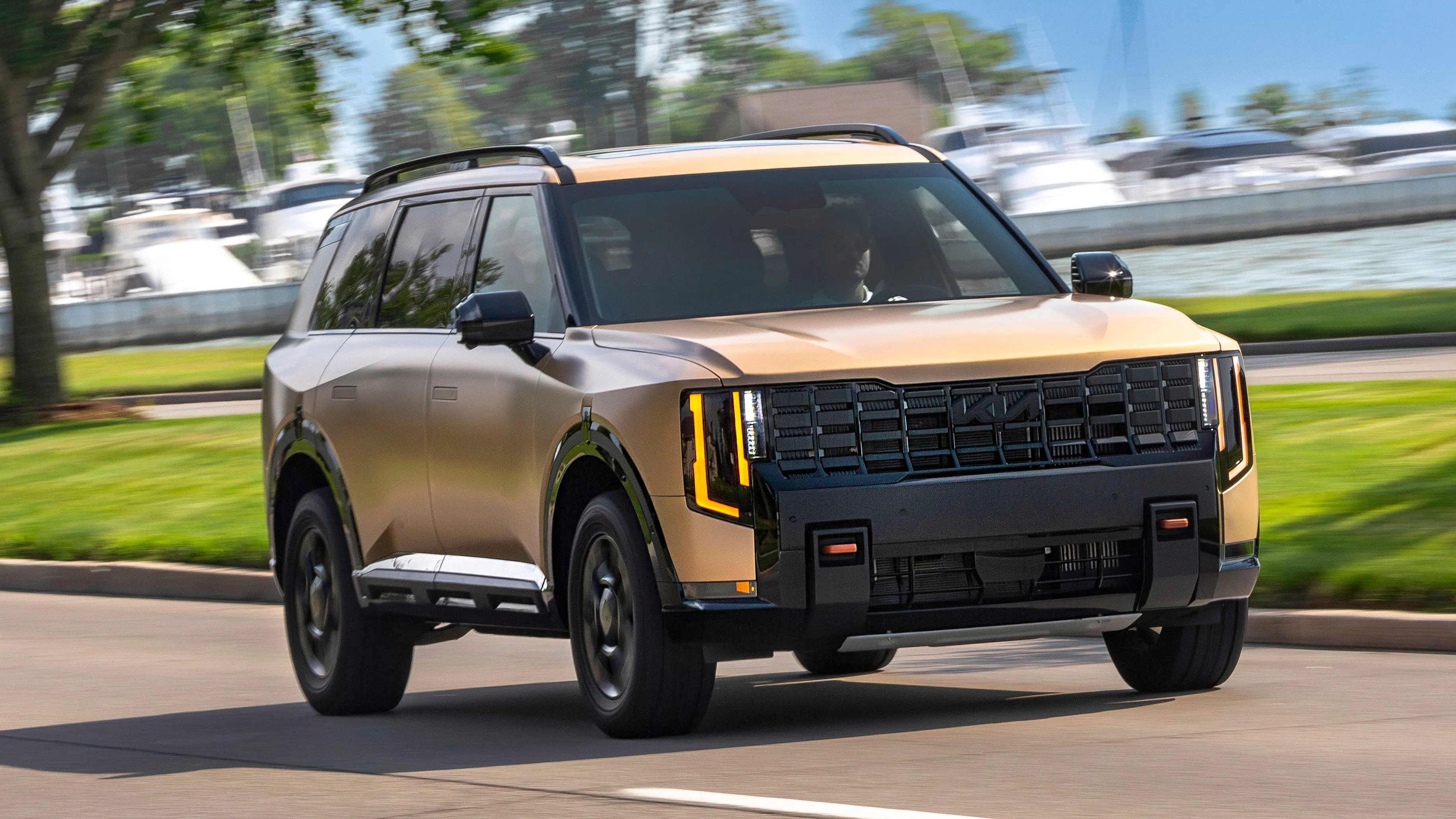 2027 Kia Telluride X-Pro undergoing rigorous performance and handling tests on the track