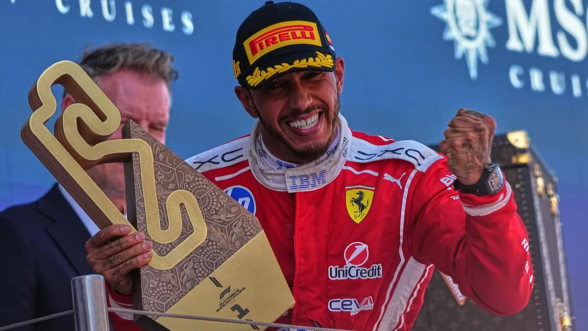 Kim Kardashian congratulates Lewis Hamilton on his first Formula One win with Ferrari in Barcelona