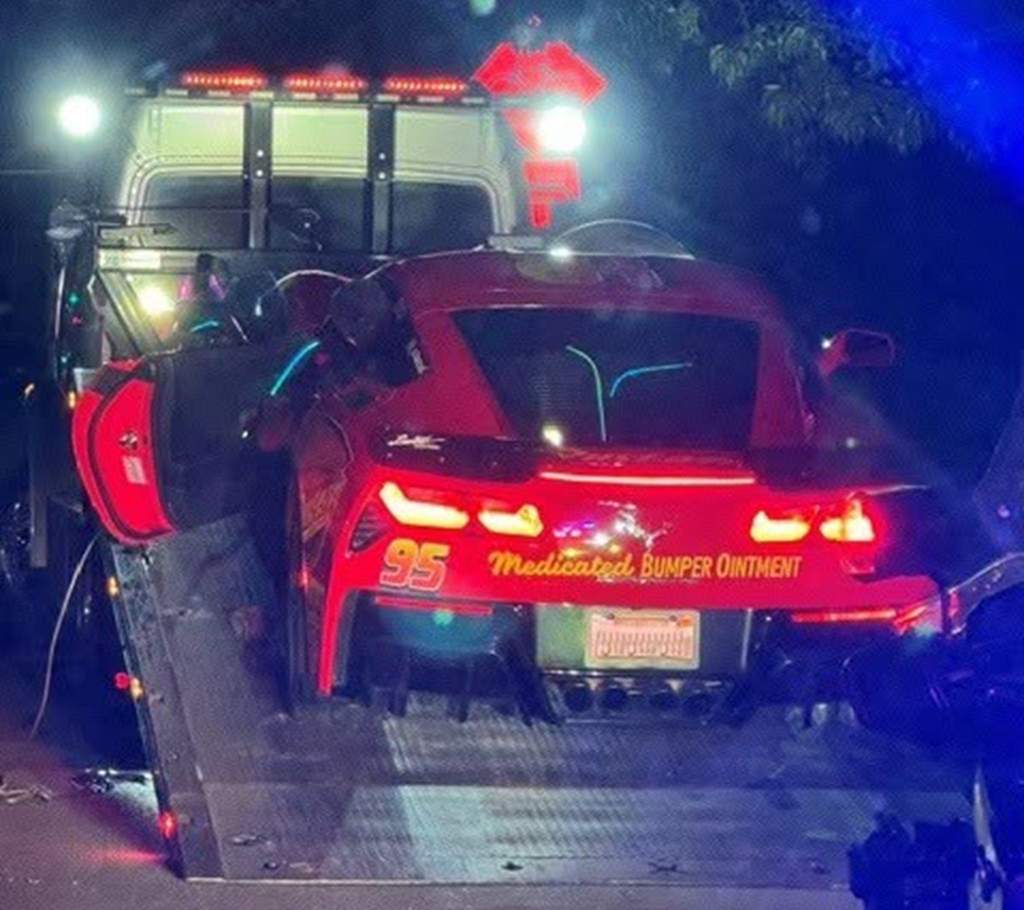 Lightning McQueen Corvette Towed After Burnout