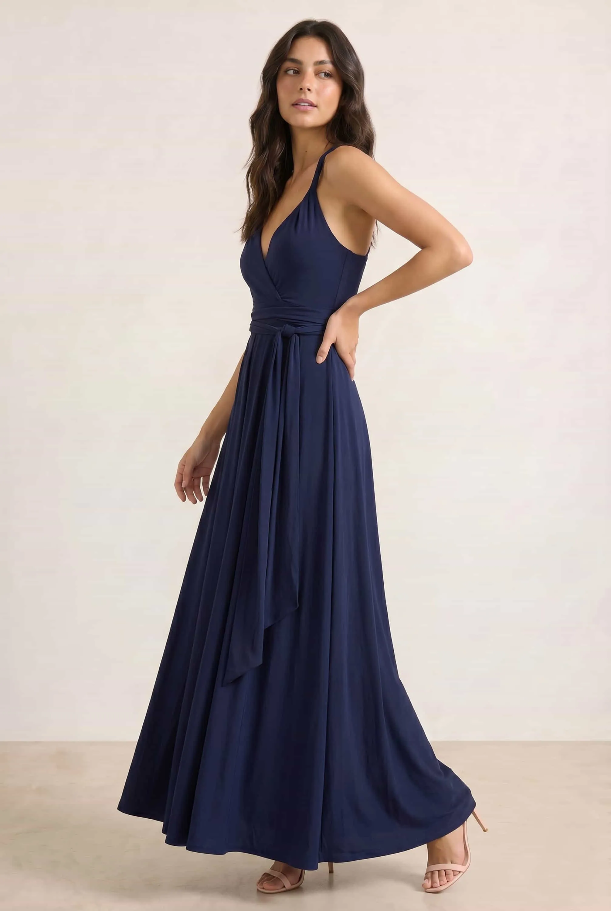Multi-way Slinky Maxi Dress Navy elegan dari Joy368