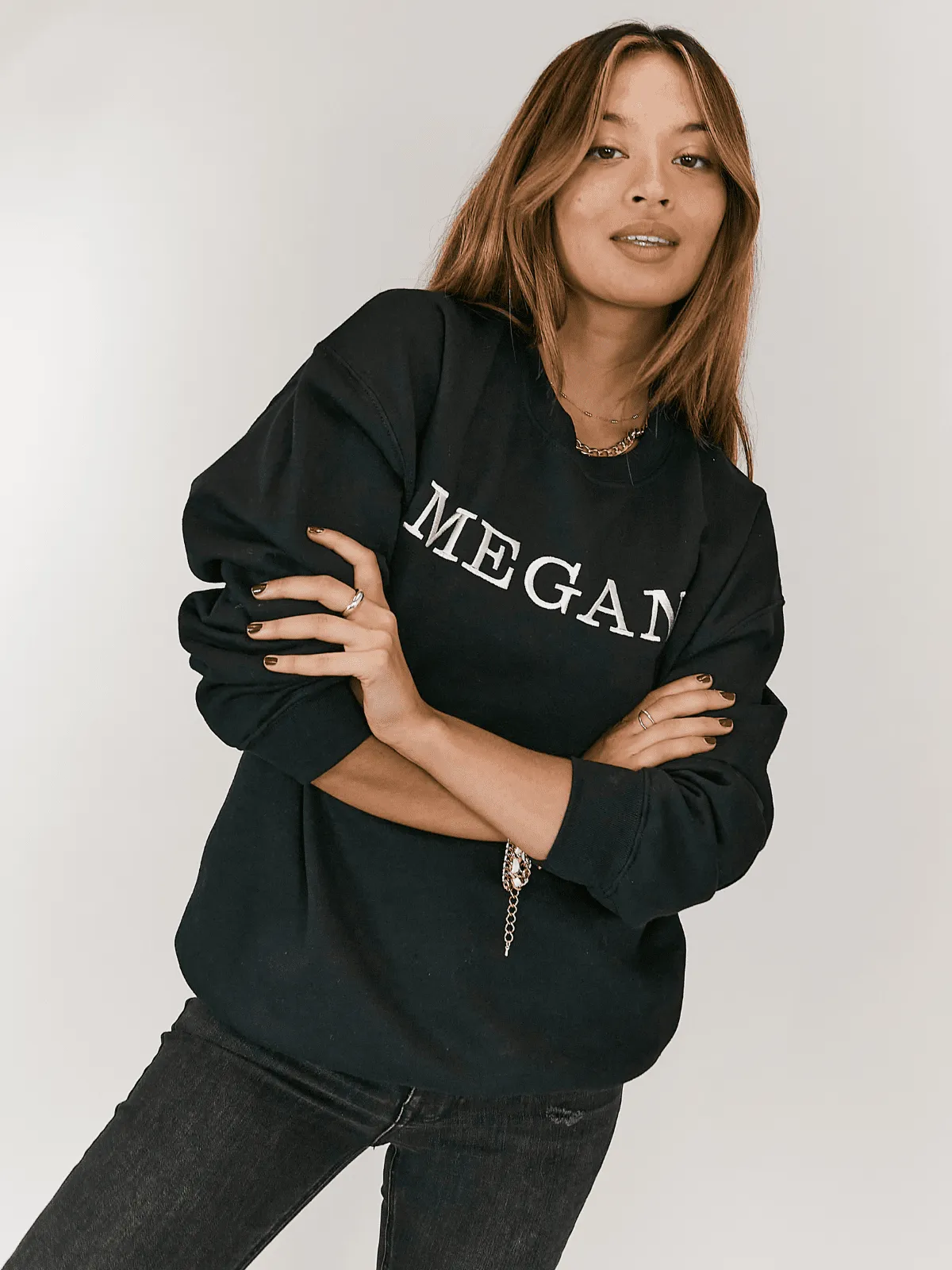 Pia Personalised Black Round Neck Sweater dari Joy368