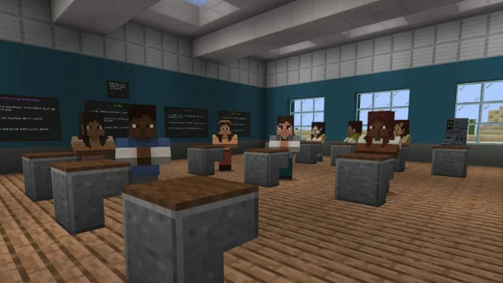 Ilustrasi dunia piksel Minecraft dengan logo University of Silicon Valley