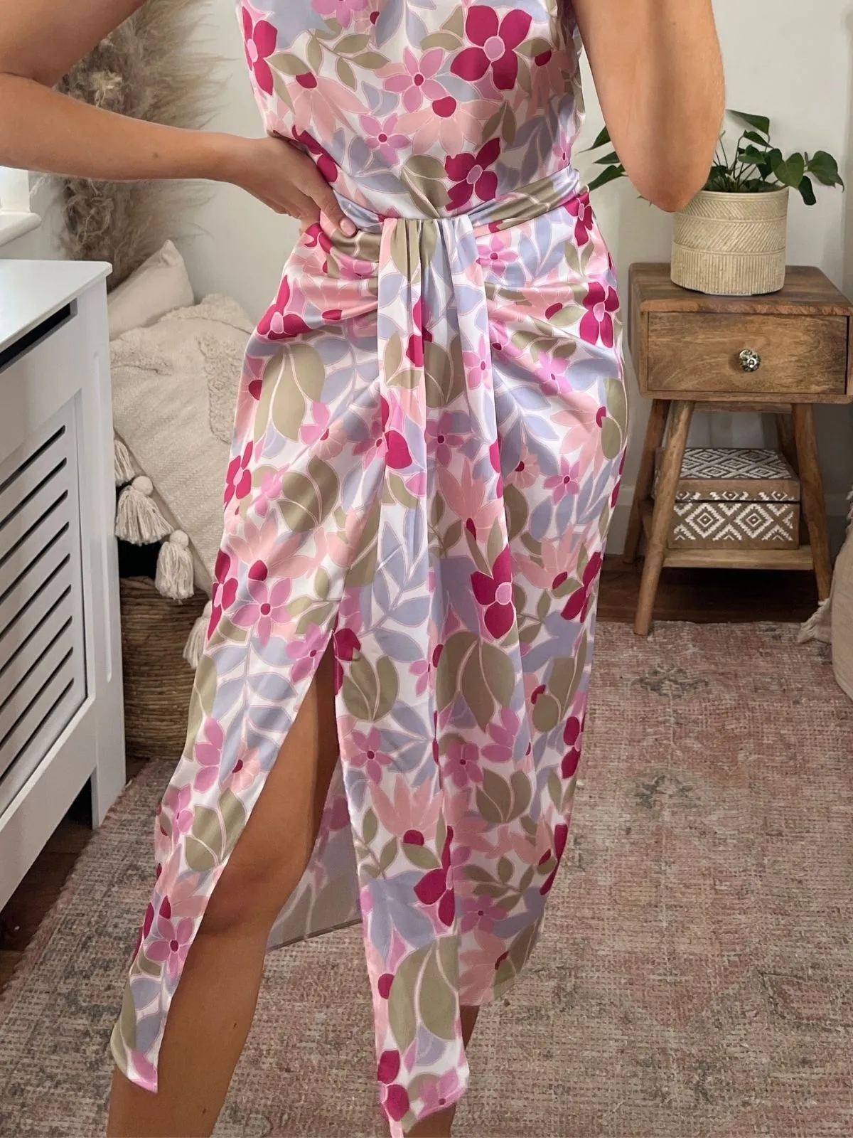 Valencia High Waist Drape Skirt Floral Print di Joy368