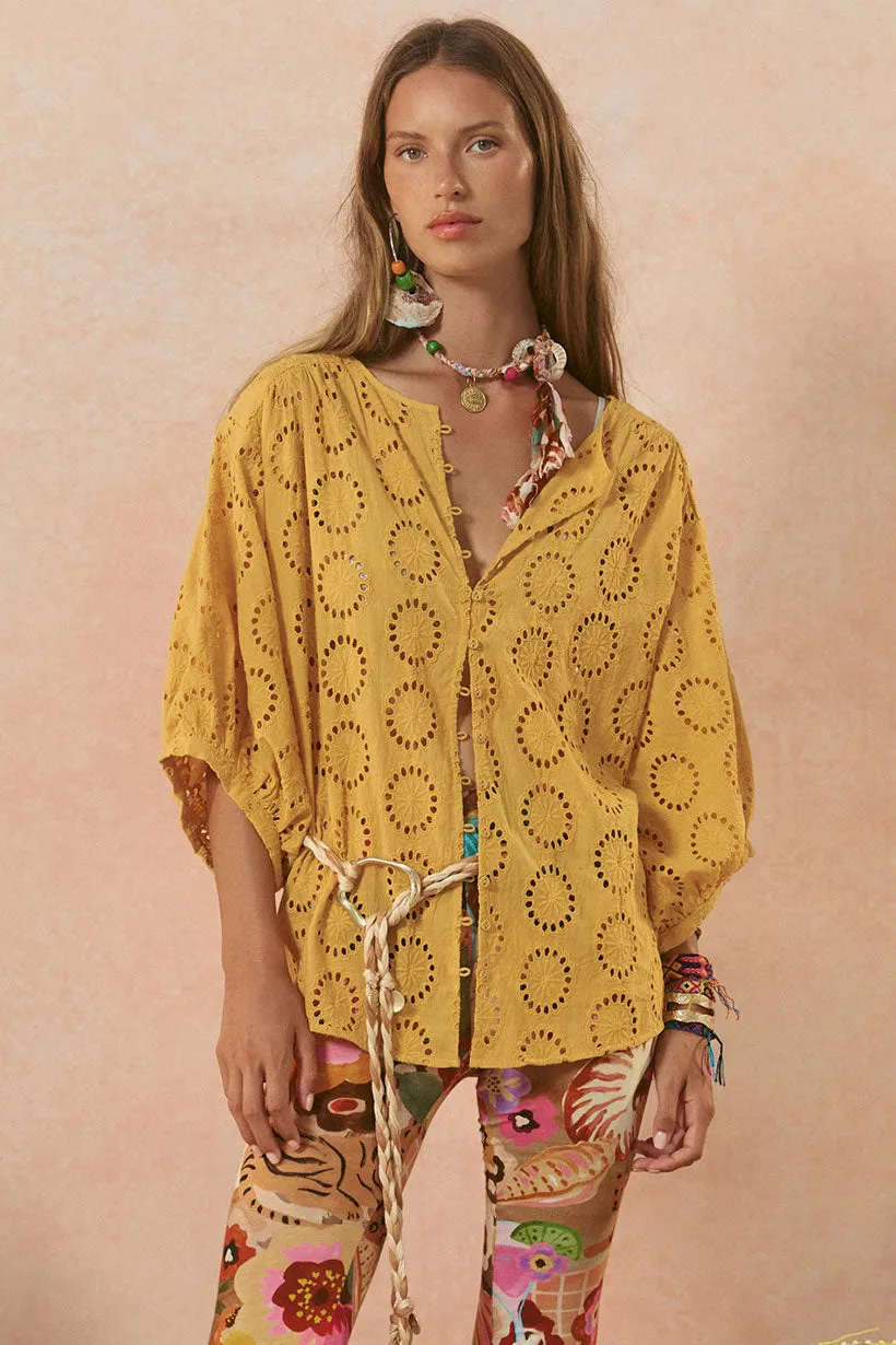 Yaya Lace Blouse Golden Sun dari Joy368